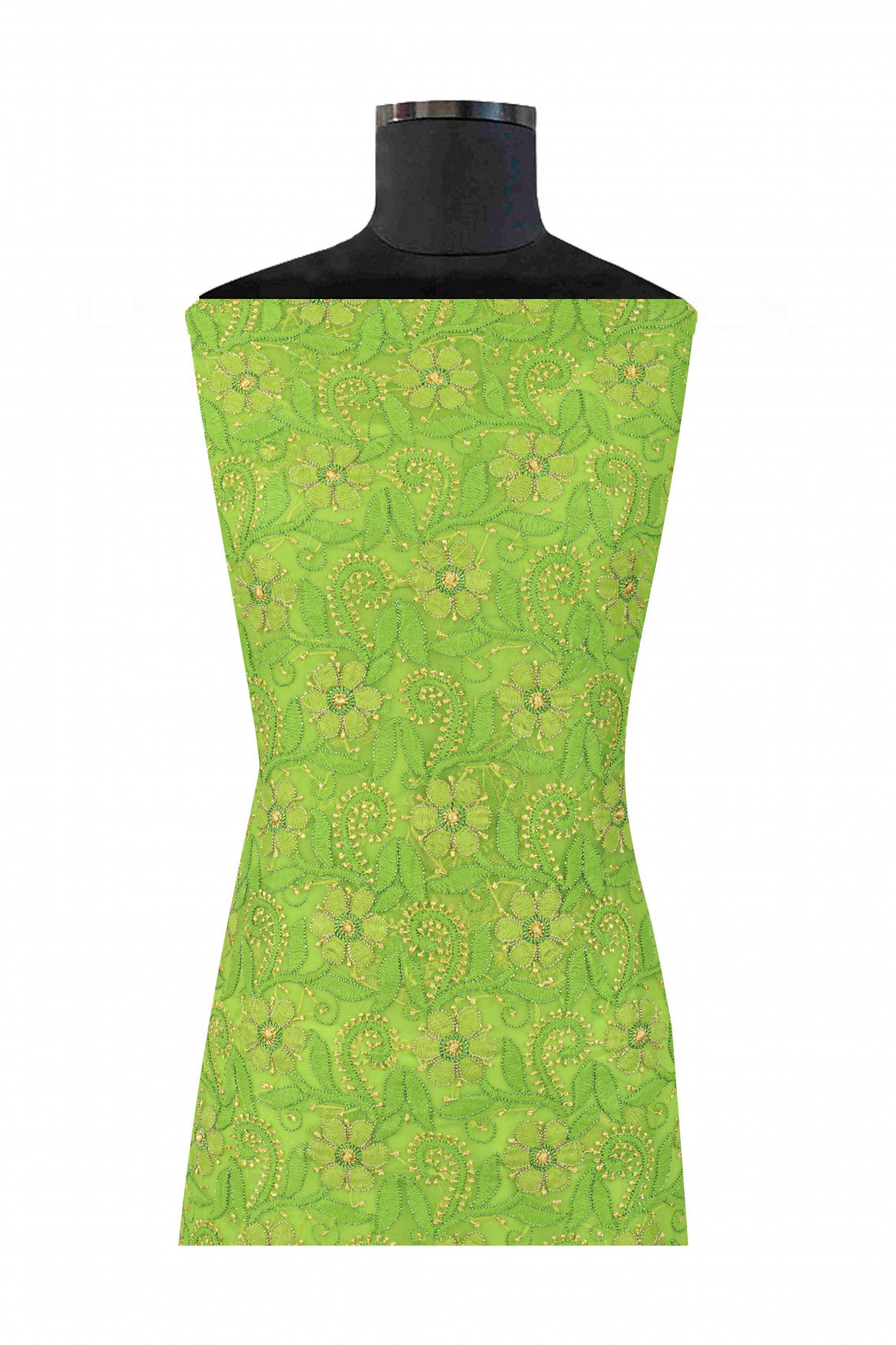 Ada Hand Embroidered Grass Green Georgette Lucknowi Chikankari Unstitched Suit Piece 01A126470