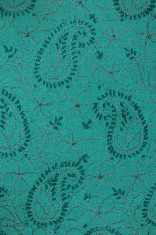Ada Hand Embroidered Sea Green Cotton Lucknowi Chikankari Unstitched Suit Piece 01A177917