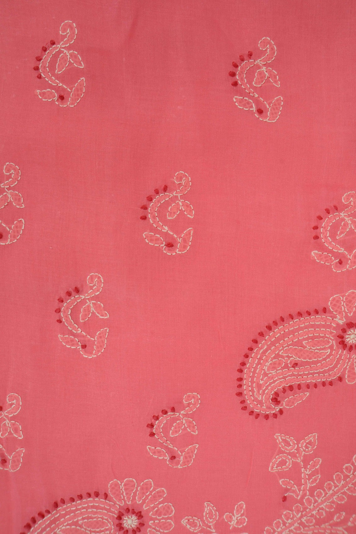 Ada Hand Embroidered Carrot Pink Cotton Lucknowi Chikankari Saree With Blouse A578170