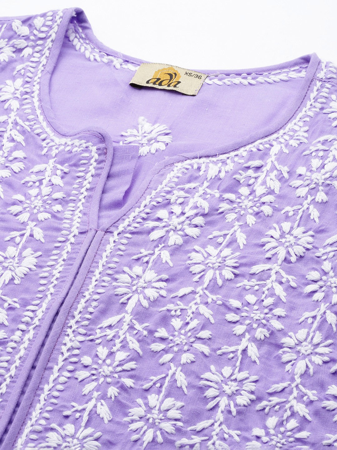 Ada Hand Embroidered Mauve Cotton Lucknowi Chikankari Straight Kurta A411402