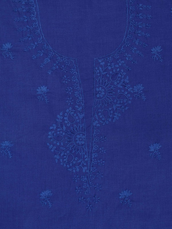 Ada Hand Embroidered Blue Cotton Lucknowi Chikankari Men's Kurta Piece A607377