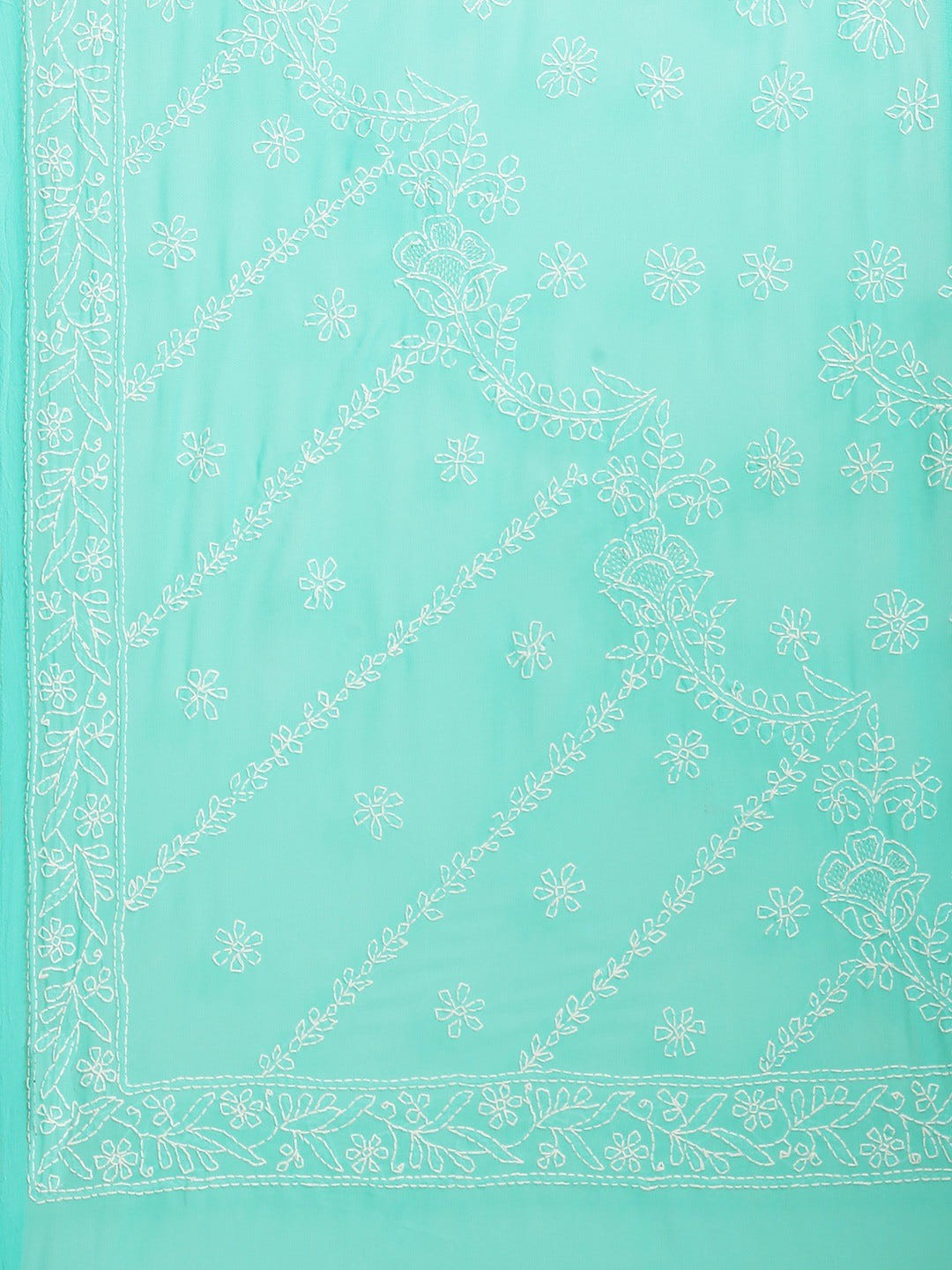 Ada Hand Embroidered Green Georgette Lucknow Chikan Saree With Blouse A311345