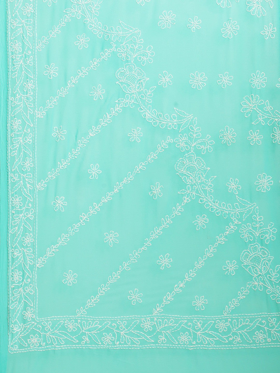 Ada Hand Embroidered Green Georgette Lucknow Chikan Saree With Blouse A311345
