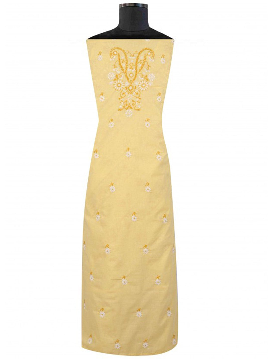 Ada Hand Embroidered Fawn Cotton Lucknowi Chikankari Unstitched Suit Piece A622461