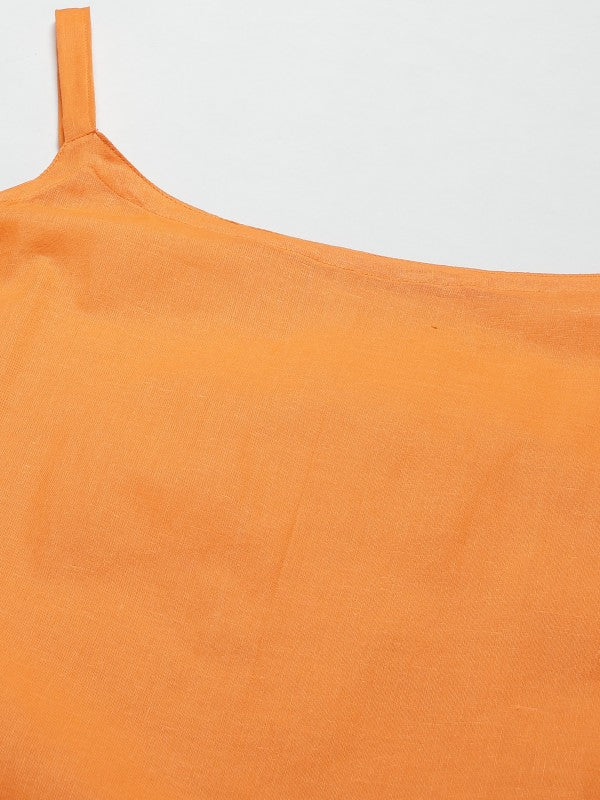 Ada Hand Embroidered Orange Georgette Lucknowi Chikankari Flared Kurti with slip A911149