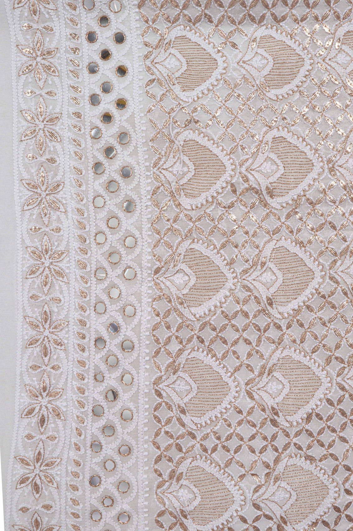 Ada Hand Embroidered White Pure Georgette Lucknowi Chikankari Lehenga Set With Gota Patti Work 01A162841