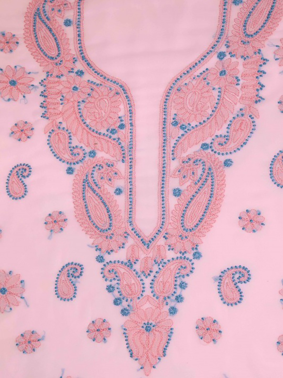Ada Hand Embroidered Baby Pink Georgette Lucknowi Chikan Unstitched Suit Piece A211188