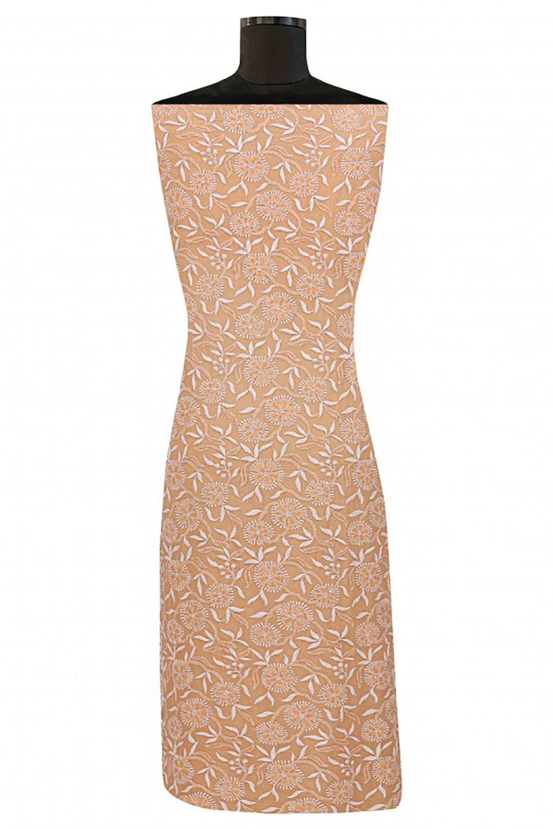 Ada Hand Embroidered Peach Pure Georgette Lucknowi Chikankari Unstitched Suit Piece With Sequinned Work A105959