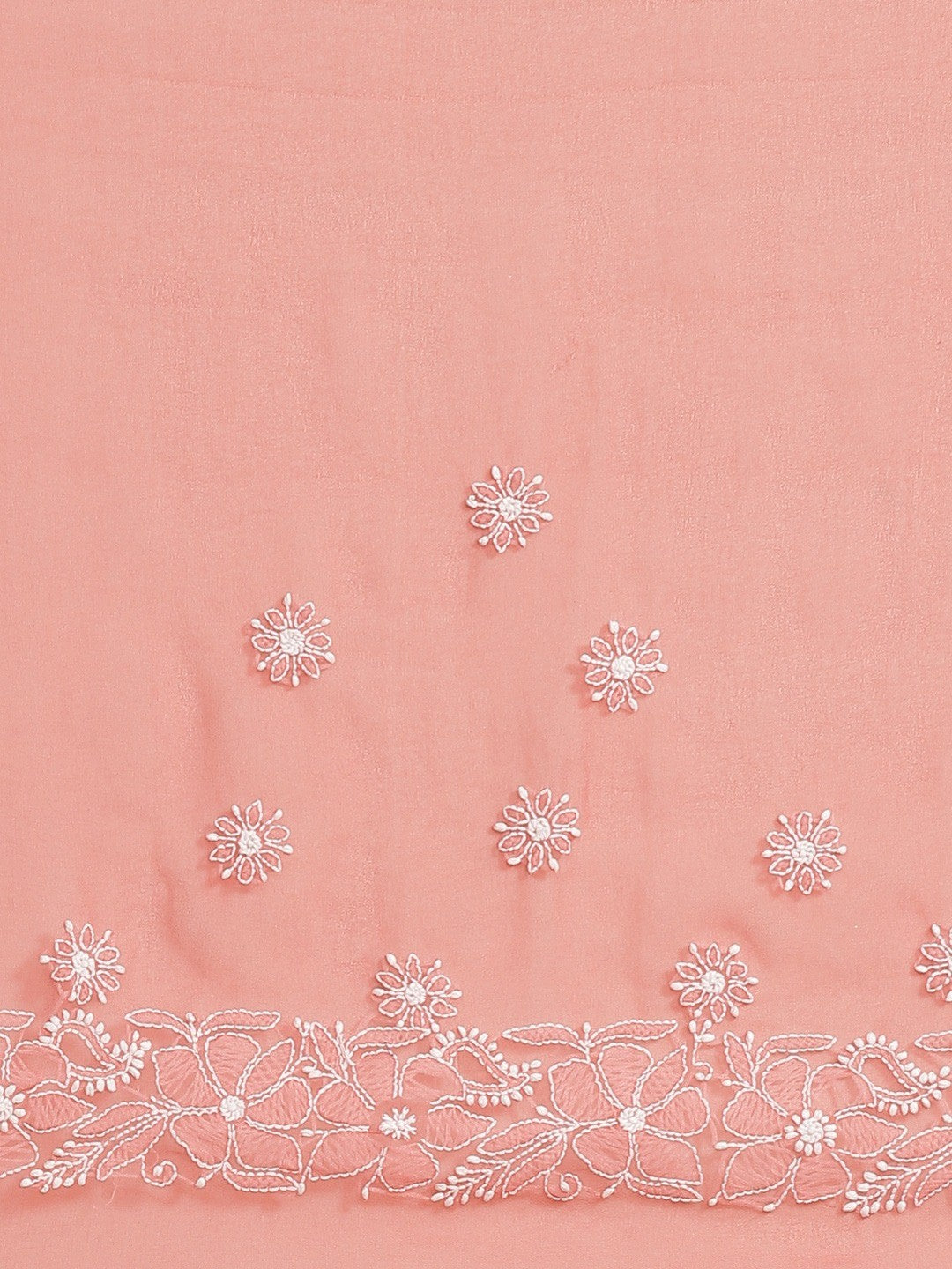 Ada Hand Embroidered Carrot Pink Goergette Lucknowi Chikankari Saree with Blouse A204916