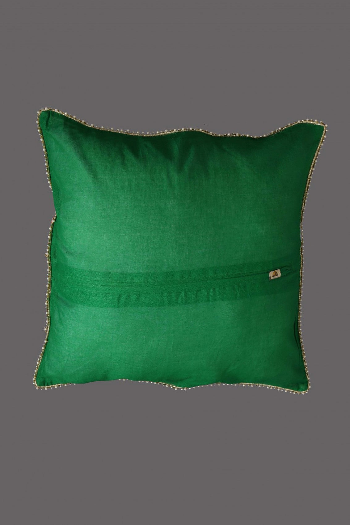 Ada Hand Embroidered Green/Red Pure Georgette Lucknowi Chikankari Cushion Cover Set Of 2 A333824
