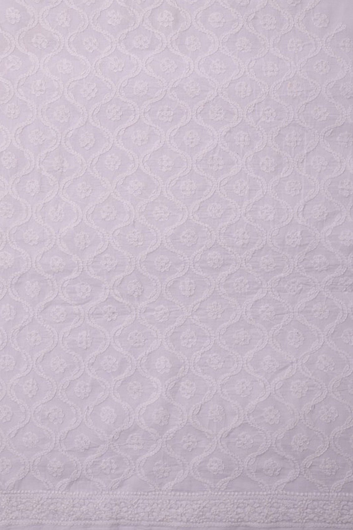 Ada Hand Embroidered White Cotton Chikan Unstitched Men's Kurta Piece A617096