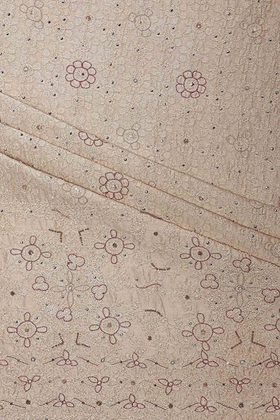 Ada Hand Embroidered Fawn Chanderi Lucknowi Chikankari Unstitched Kurta Dupatta A605701