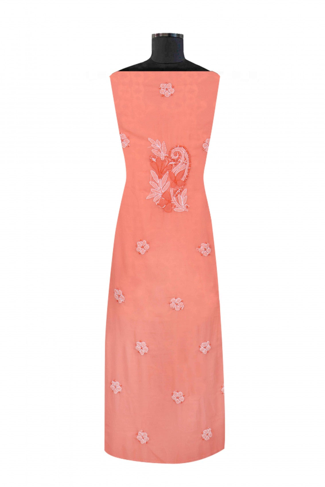 Ada Hand Embroidered Peach Georgette Lucknowi Chikankari Unstitched Suit Piece 01A151212