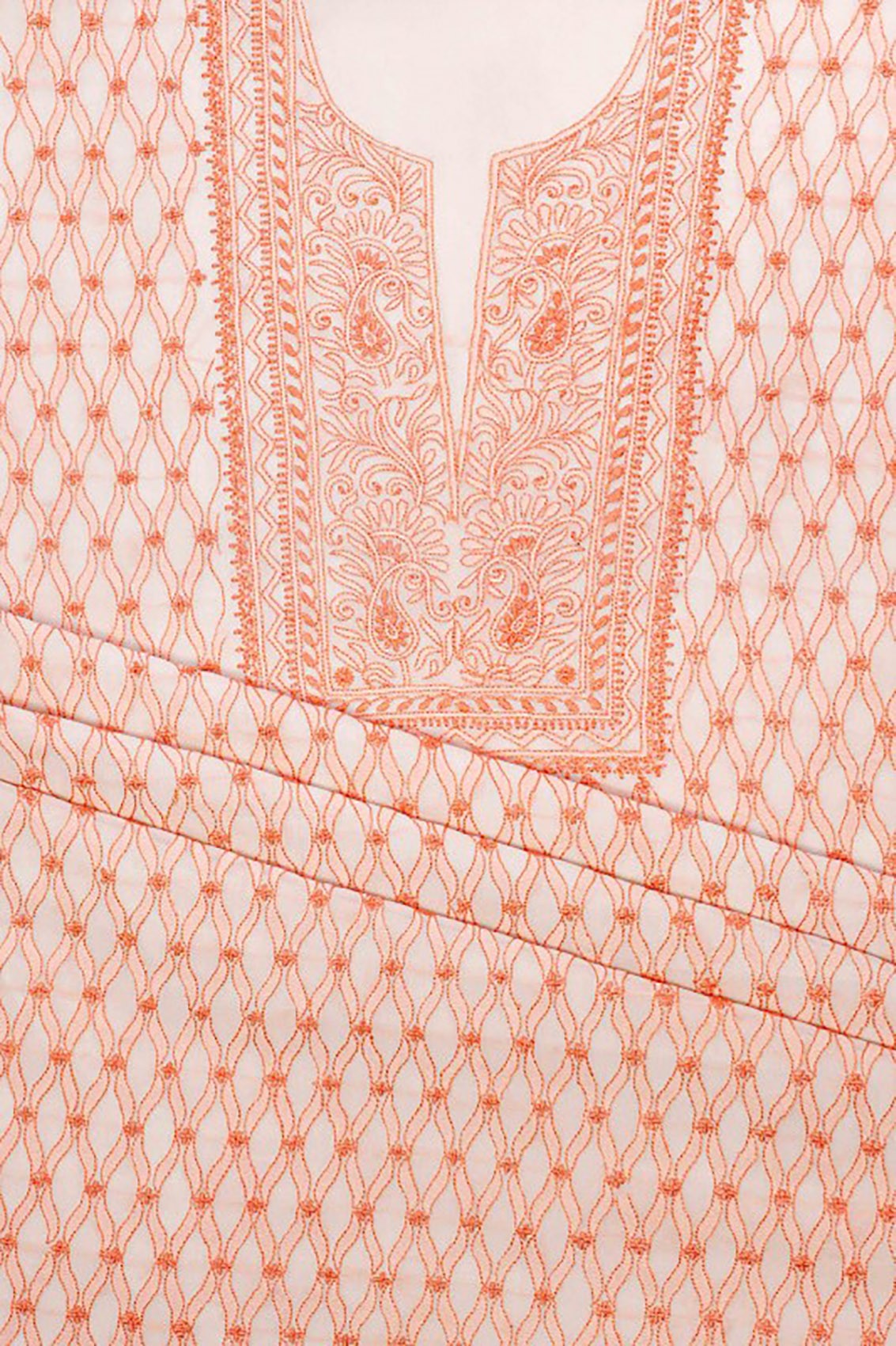 Ada Hand Embroidered White Pure Georgette Lucknowi Chikankari Unstitched Kurta Dupatta Set A292104