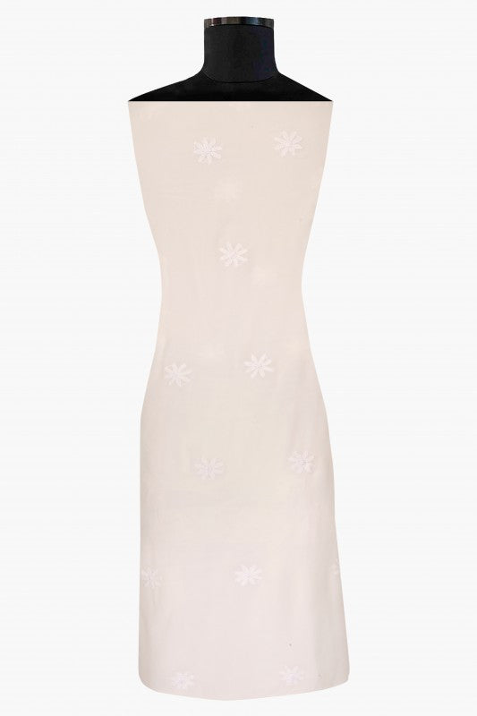 Ada Hand Embroidered Off White Pure Georgette Chikankari Unstitched Kurta - A505481