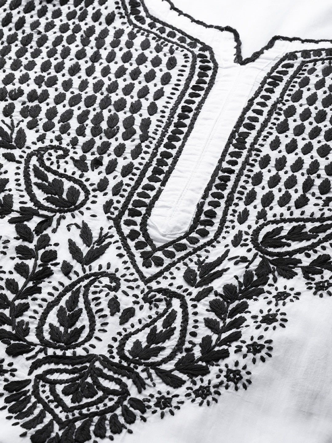Ada Hand Embroidered White Cotton Lucknowi Chikankari Kurta A100592