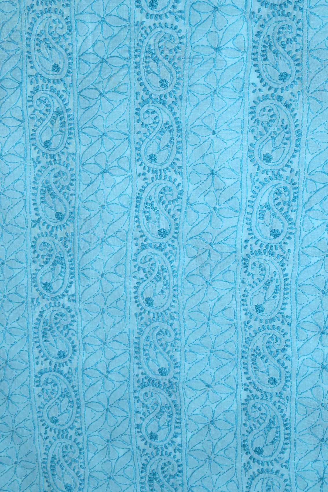 Ada Hand Embroidered Blue Cotton Lucknowi Chikankari Unstitched Suit Piece 01A127644