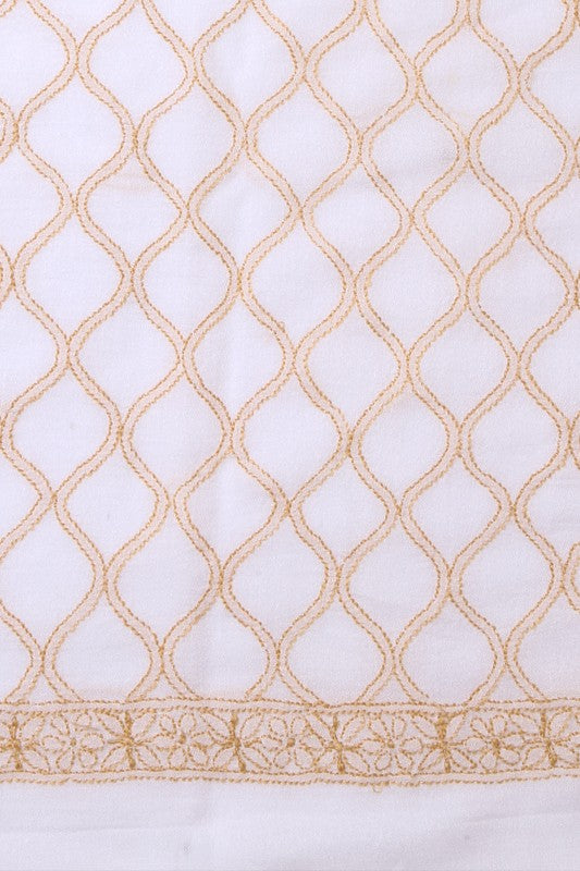 Ada Hand Embroidered White Cotton Lucknowi Chikankari Table Cover A475723