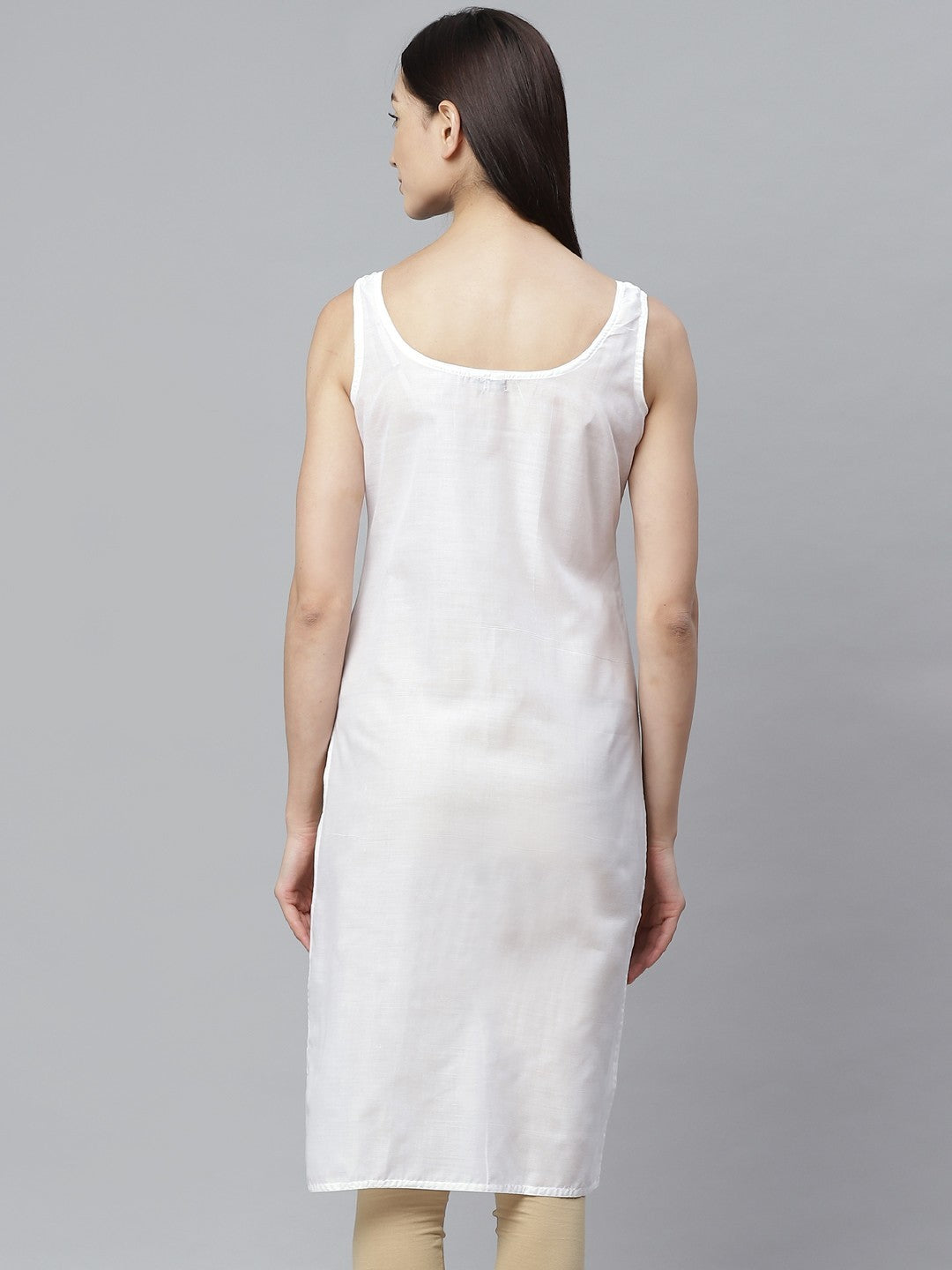 Ada White and Fawn Cotton Long Slips Combo of 2 A111126.