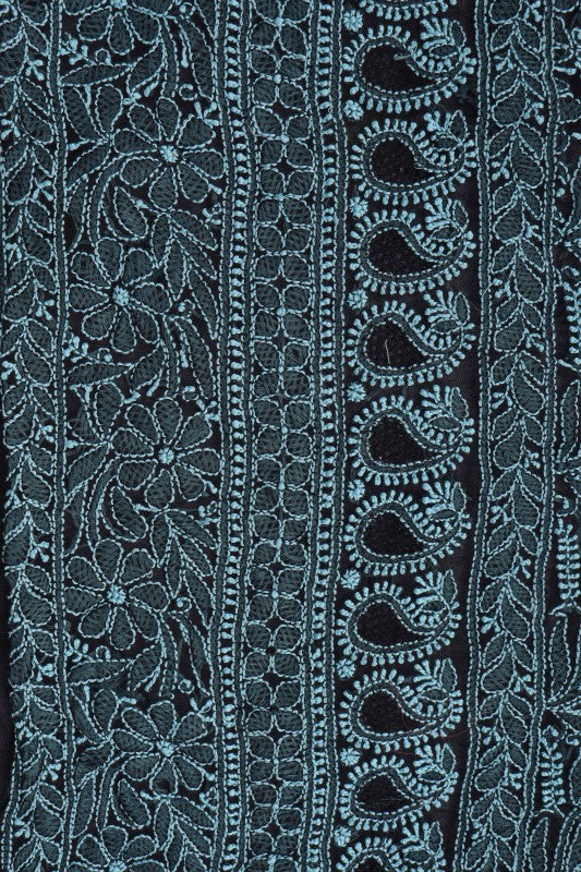 Ada Hand Embroidered Black Georgette Lucknowi Chikankari Unstitched Suit Piece 01A120728
