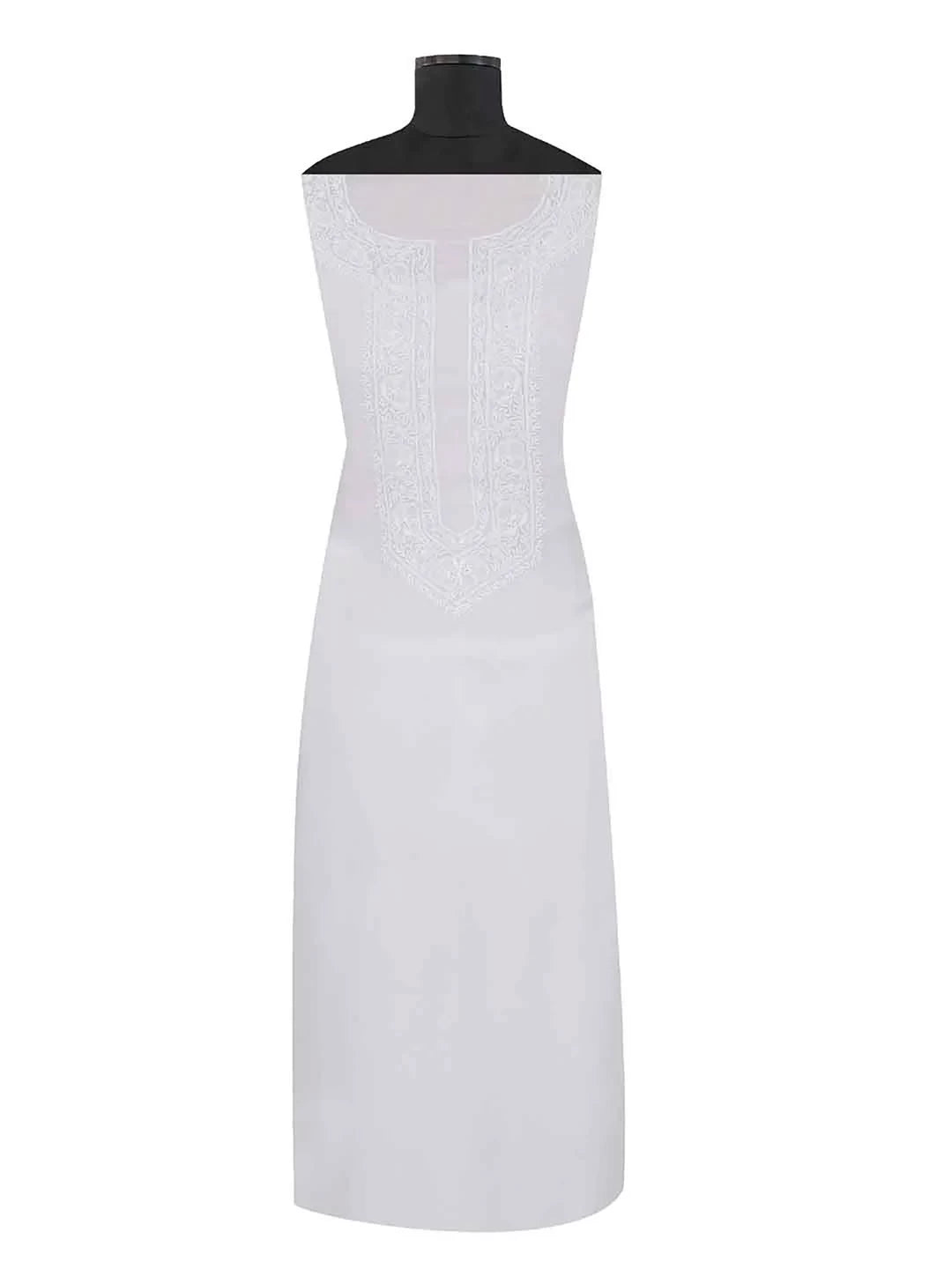 Ada Hand Embroidered White Pure Georgette Lucknowi Chikankari Unstitched Kurta Piece A306199