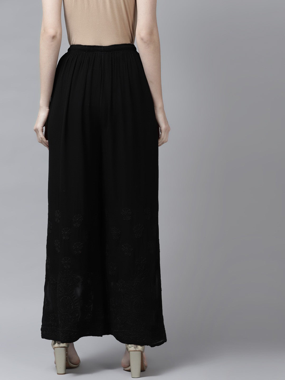 Ada Hand Embroidered Black Georgette Lucknowi Chikankari Palazzo A711154
