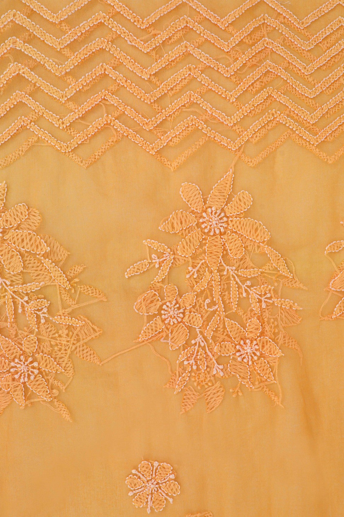 Ada Hand Embroidered Orange Chanderi Lucknowi Chikankari Dupatta A604870