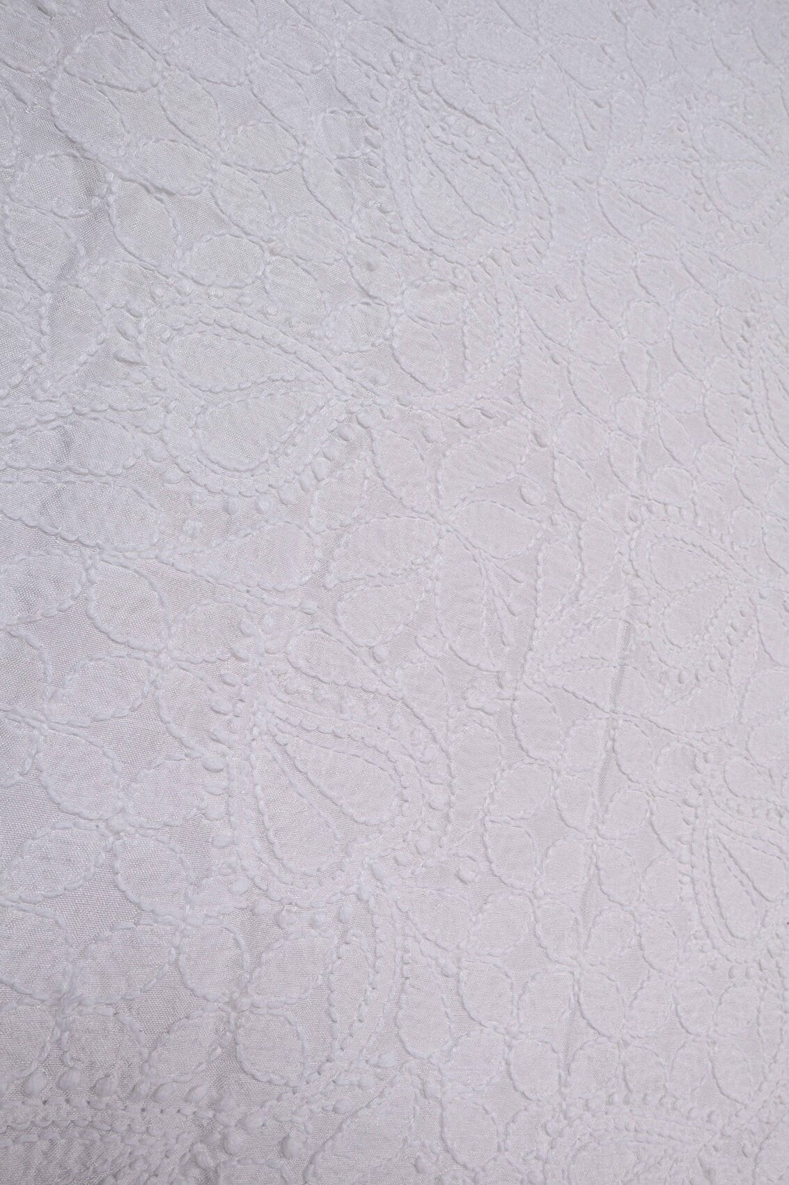 Ada Hand Embroidered White Silk Lucknowi Chikankari Unstitched Kurta Dupatta Set 01A58767