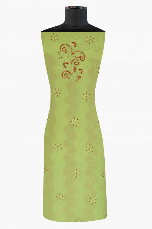 Ada Hand Embroidered Olive Green Georgette Lucknowi Chikan Unstitched Suit Piece A505747