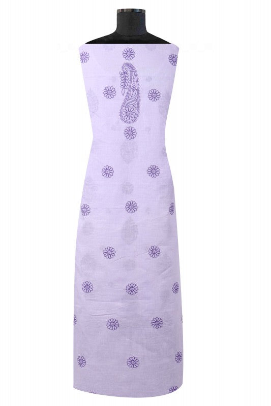 Ada Hand Embroidered Mauve Cotton Lucknowi Chikan Unstitched Suit Piece A176918