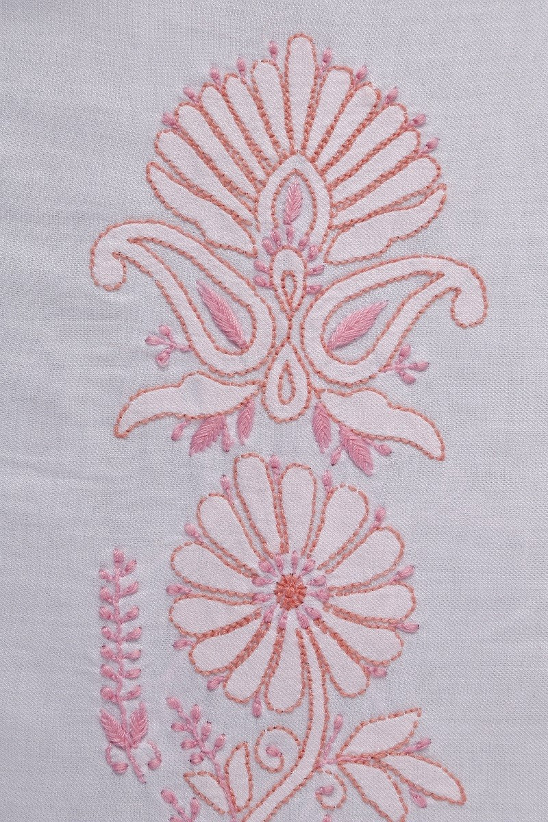 Ada Hand Embroidered White Cotton Lucknowi Chikankari Table Cover A170189