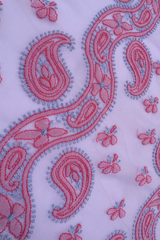 Ada Hand Embroidered Mauve Georgette Lucknowi Chikankari Saree With Blouse AA160115