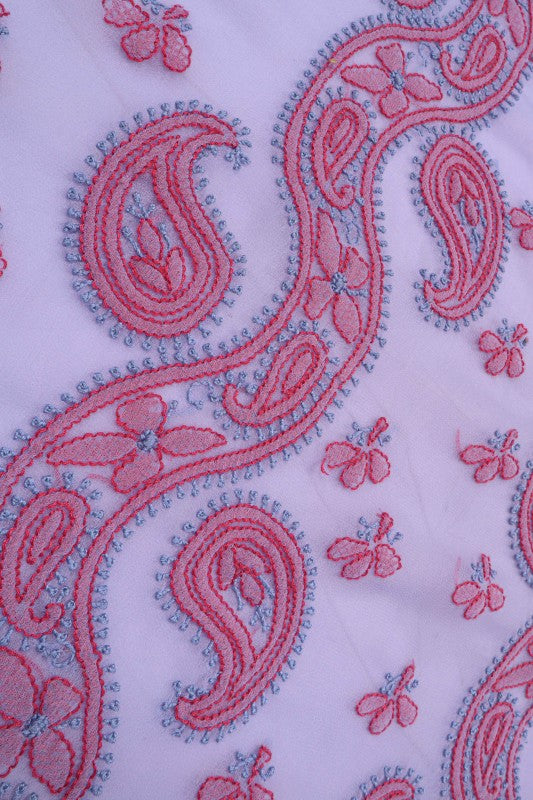 Ada Hand Embroidered Mauve Georgette Lucknowi Chikankari Saree With Blouse AA160115