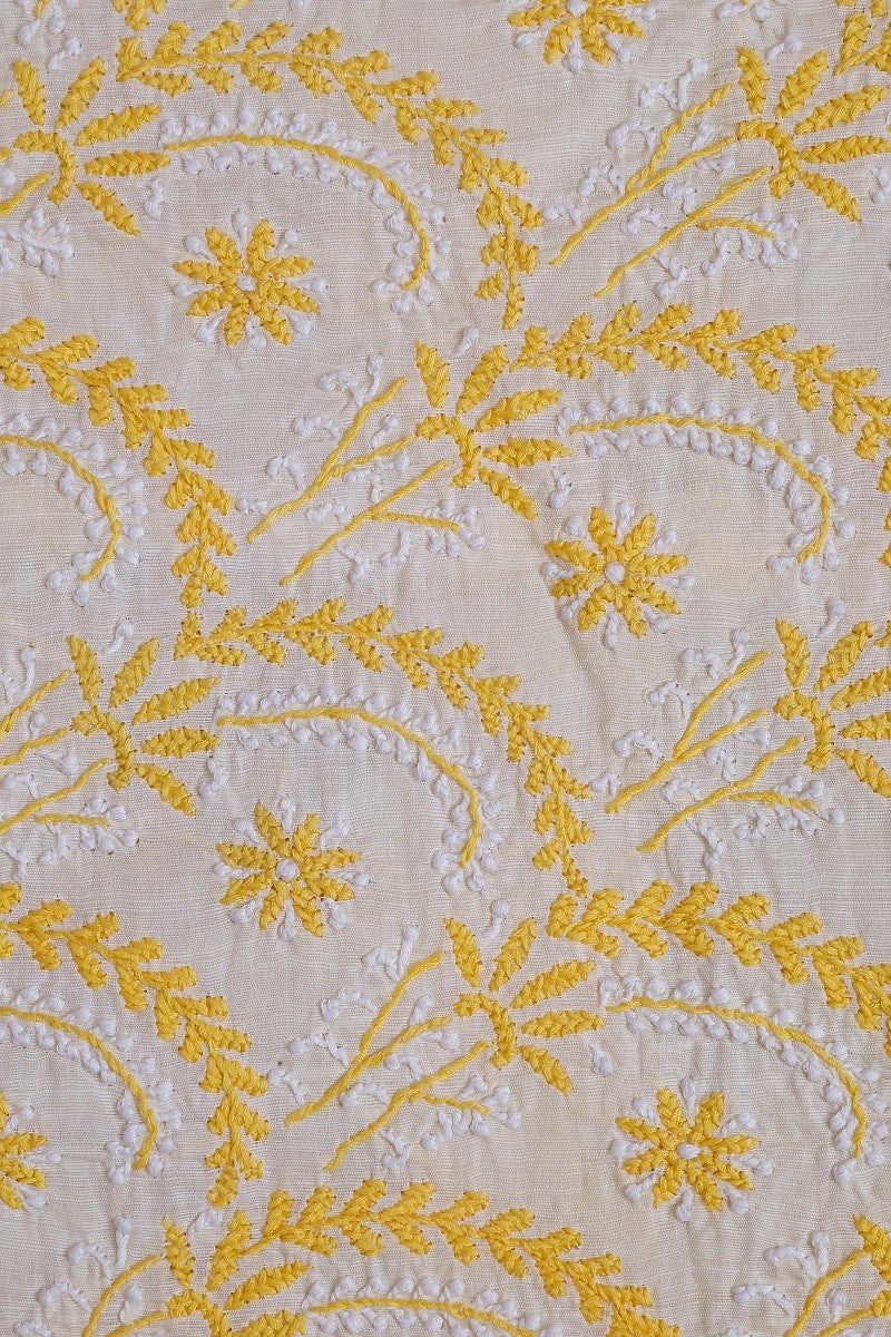 Ada Hand Embroidered White Cotton Lucknowi Chikankari Unstitched Suit Piece A605680