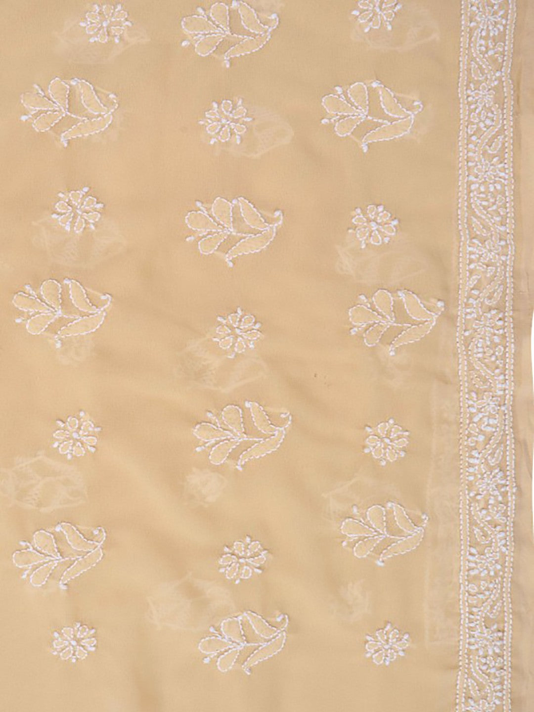 Ada Hand Embroidered Fawn Georgette Lucknowi Chikan Unstitched Suit Piece A327137