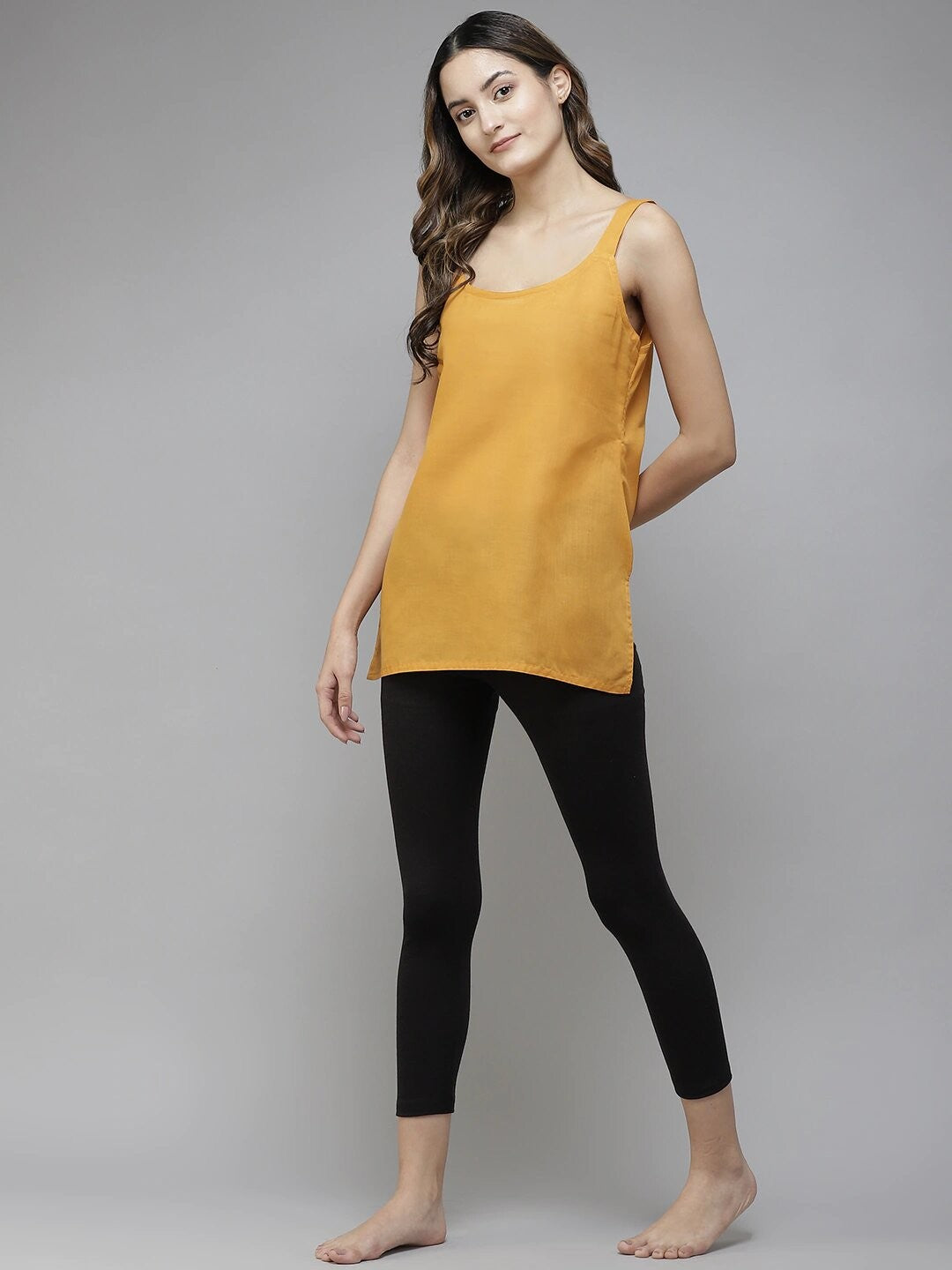 Ada White & Mustard Cotton Short Slips Combo of 2 A111162.