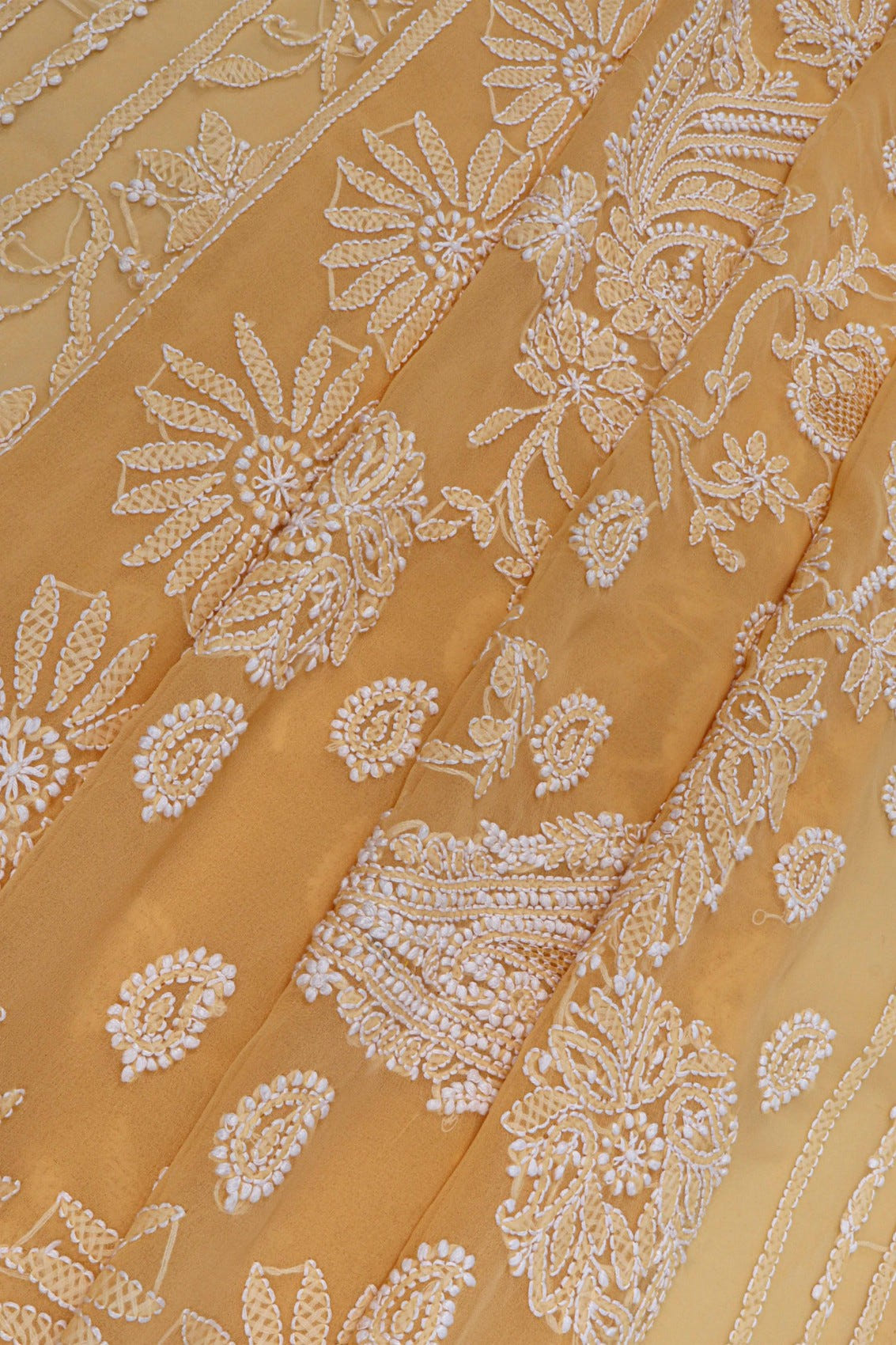 Ada Hand Embroidered Fawn Georgette Lucknowi Chikankari Saree With Blouse A521884