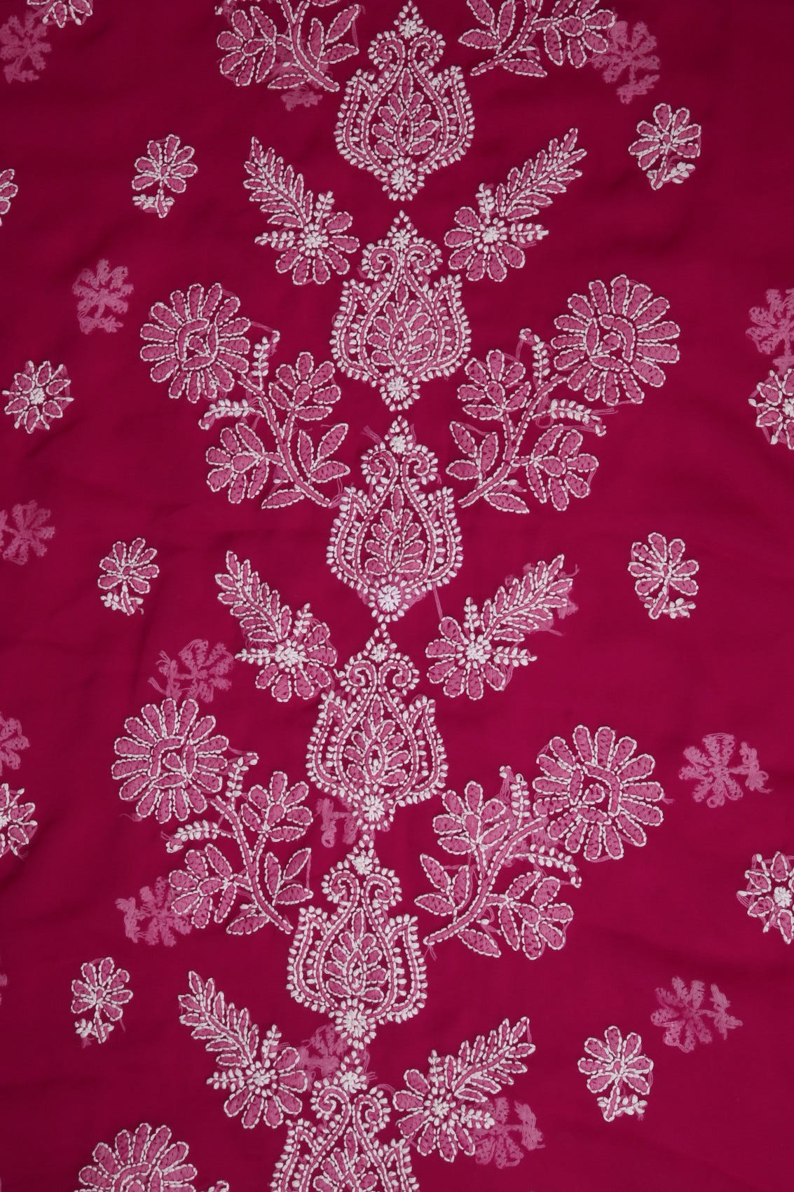Ada Hand Embroidered Magenta Georgette Lucknowi Chikankari Unstitched Suit Piece A211245