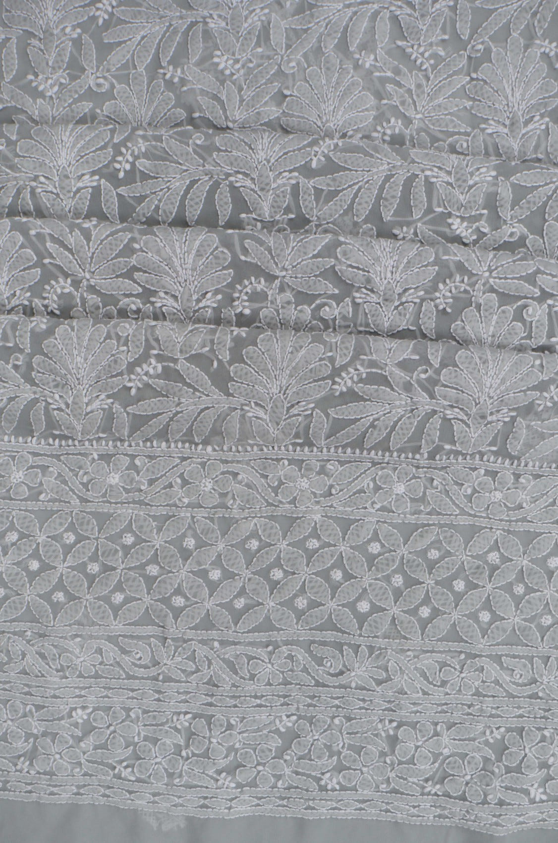 Ada Hand Embroidered Grey Georgette Lucknowi Chikankari Unstitched Suit Piece 01A262086