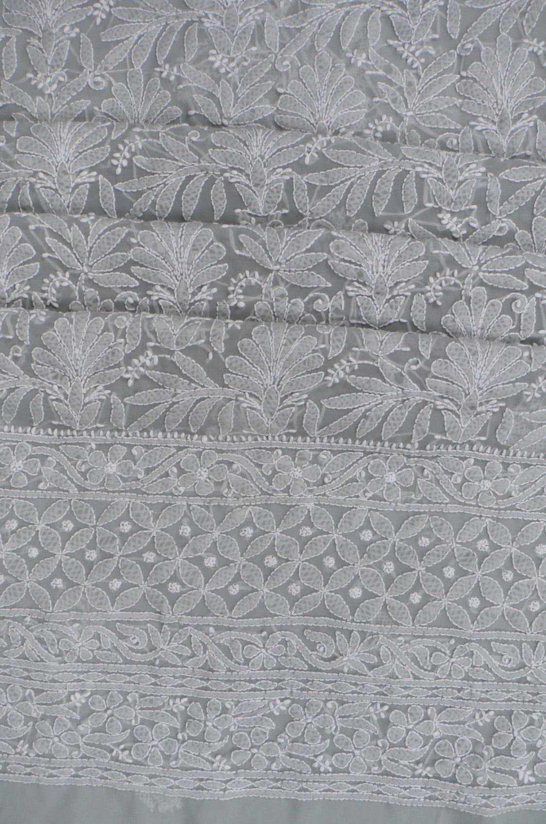 Ada Hand Embroidered Grey Georgette Lucknowi Chikankari Unstitched Suit Piece 01A262086