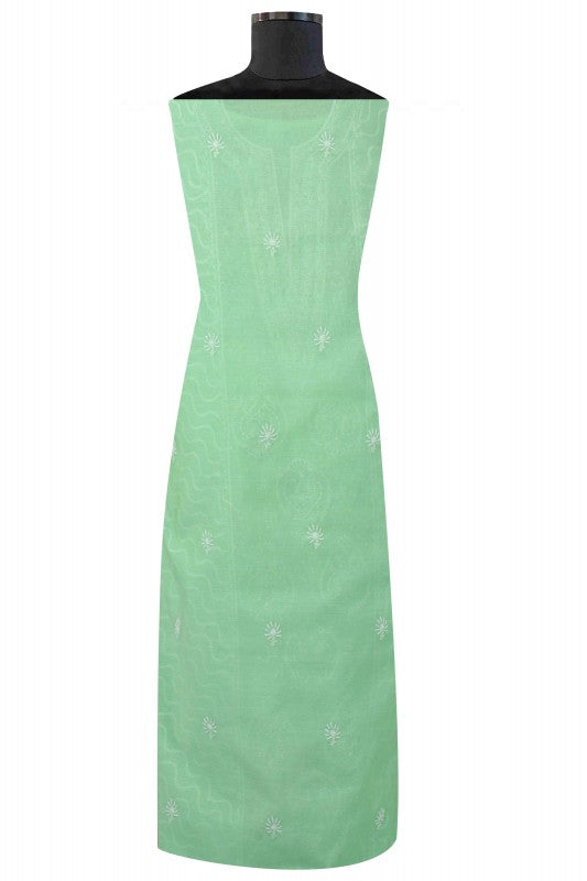 Ada Hand Embroidered Green Chanderi Lucknowi Chikan Unstitched Suit Piece A594933