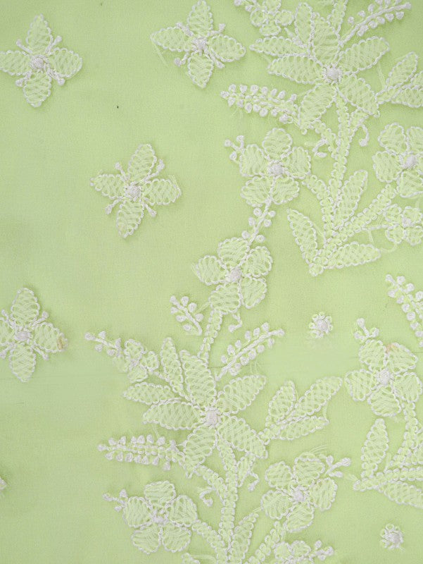 Ada Hand Embroidered Lemon Georgette Lucknowi Chikankari Saree With Blouse A599388