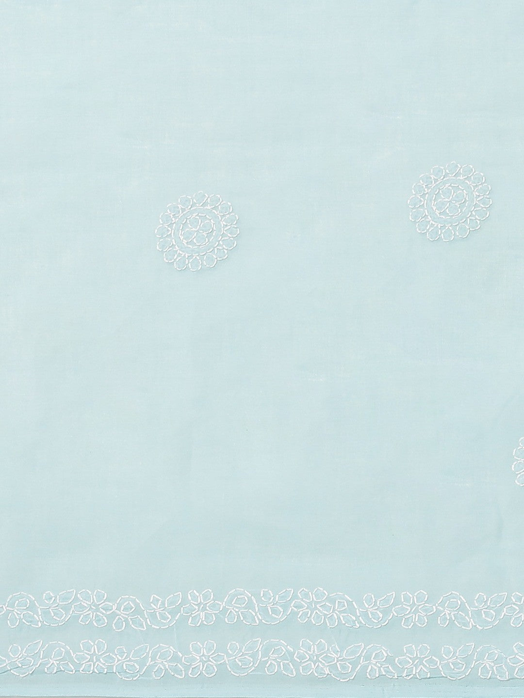 Ada Hand Embroidered Blue Cotton Lucknow Chikan Saree With Blouse A311130
