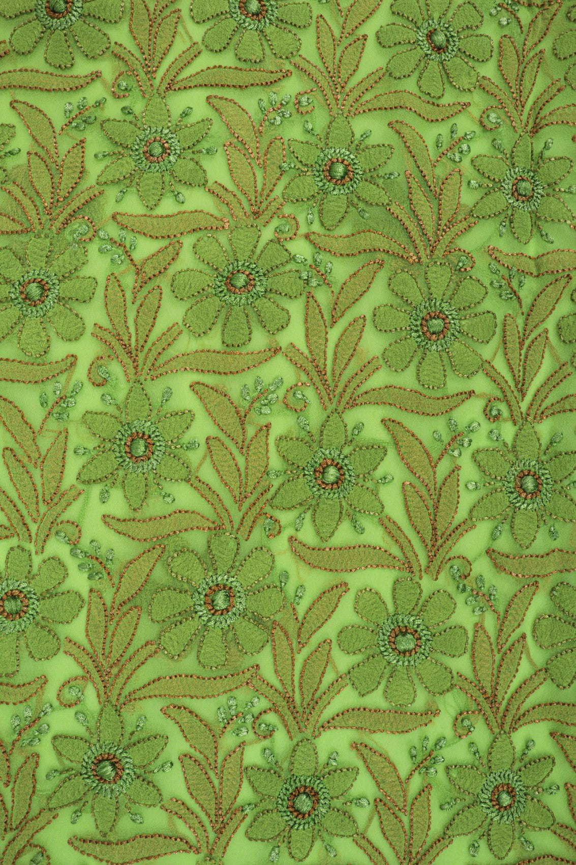 Ada Hand Embroidered Sheen Green Georgette Lucknowi Chikankari Unstitched Suit Piece 01A160839