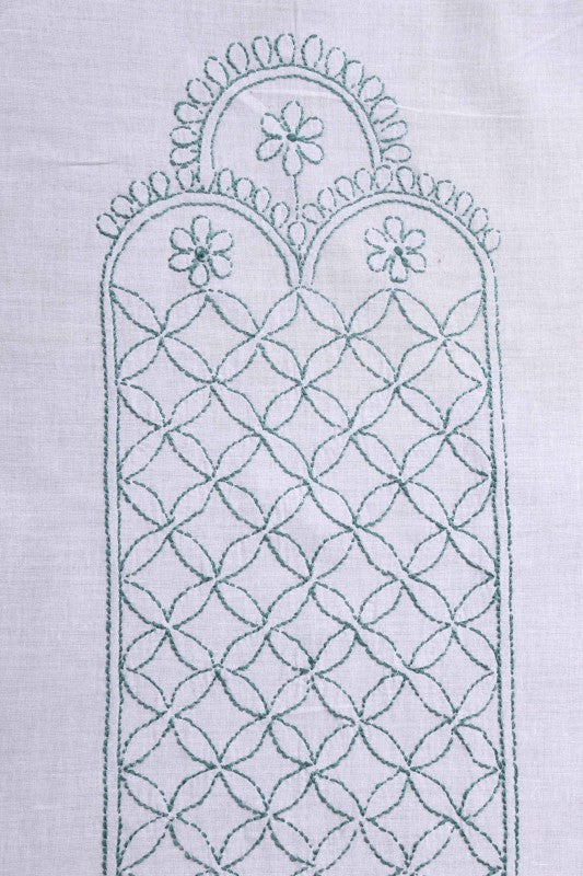 Ada Hand Embroidered White Cotton Lucknowi Chikankari Dining Table Runner Set A475738