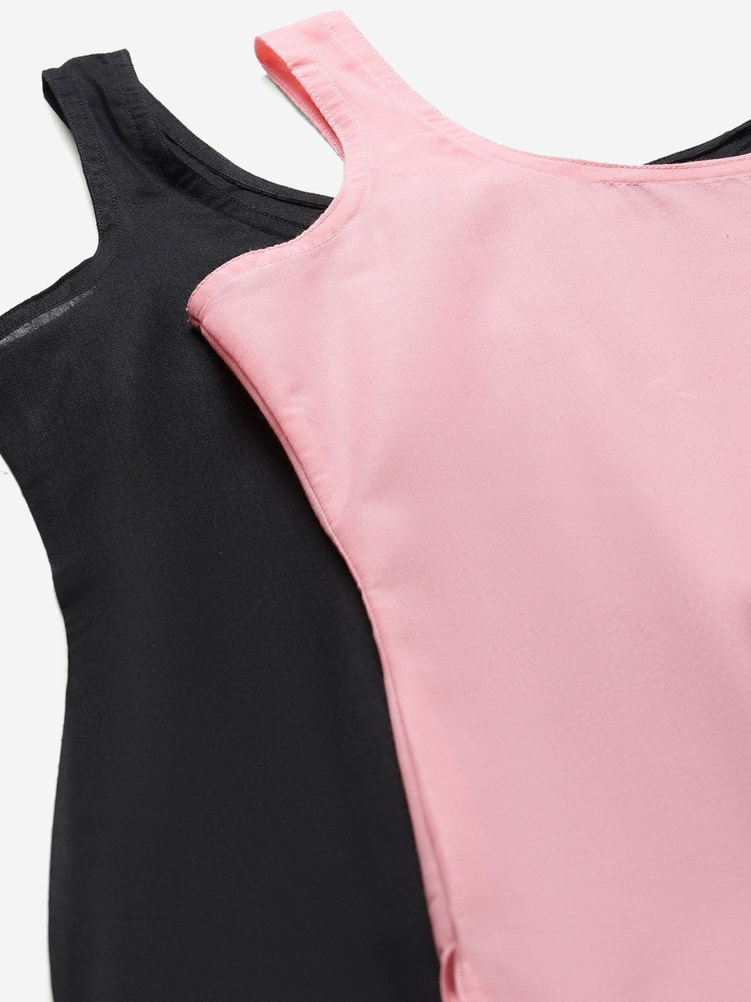 Ada Peach and Black Cotton Long Slips Combo of 2 A137446.