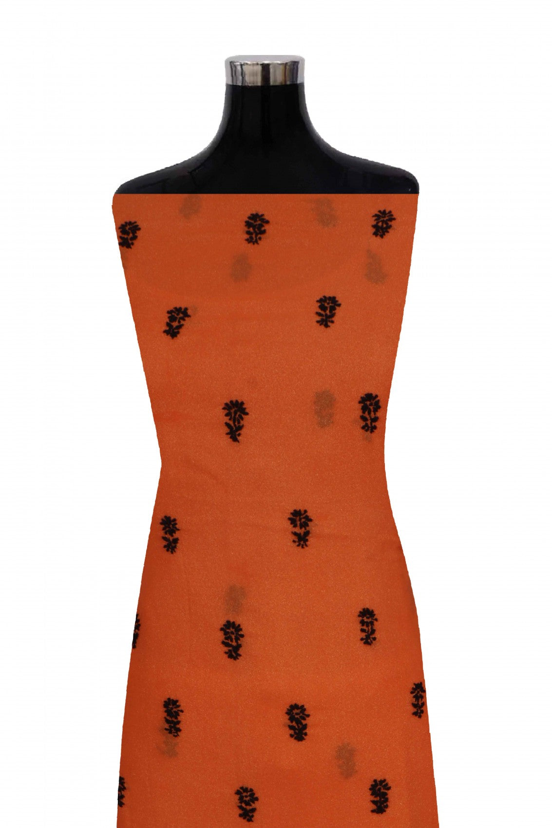 Ada Hand Embroidered Orange Georgette Lucknowi Chikankari Unstitched Kurta Piece A316182