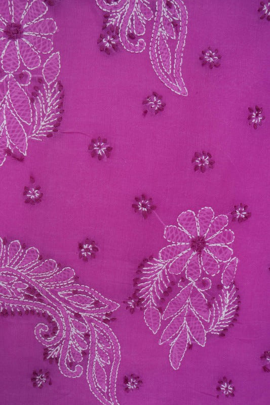 Ada Hand Embroidered Mauve Cotton Lucknowi Chikankari Saree With Blouse A613146