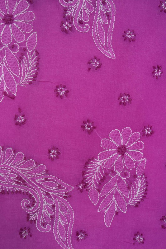 Ada Hand Embroidered Mauve Cotton Lucknowi Chikankari Saree With Blouse A613146