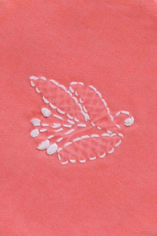 Ada Hand Embroidered Peach Cotton Lucknowi Chikankari Table Coaster-A630867